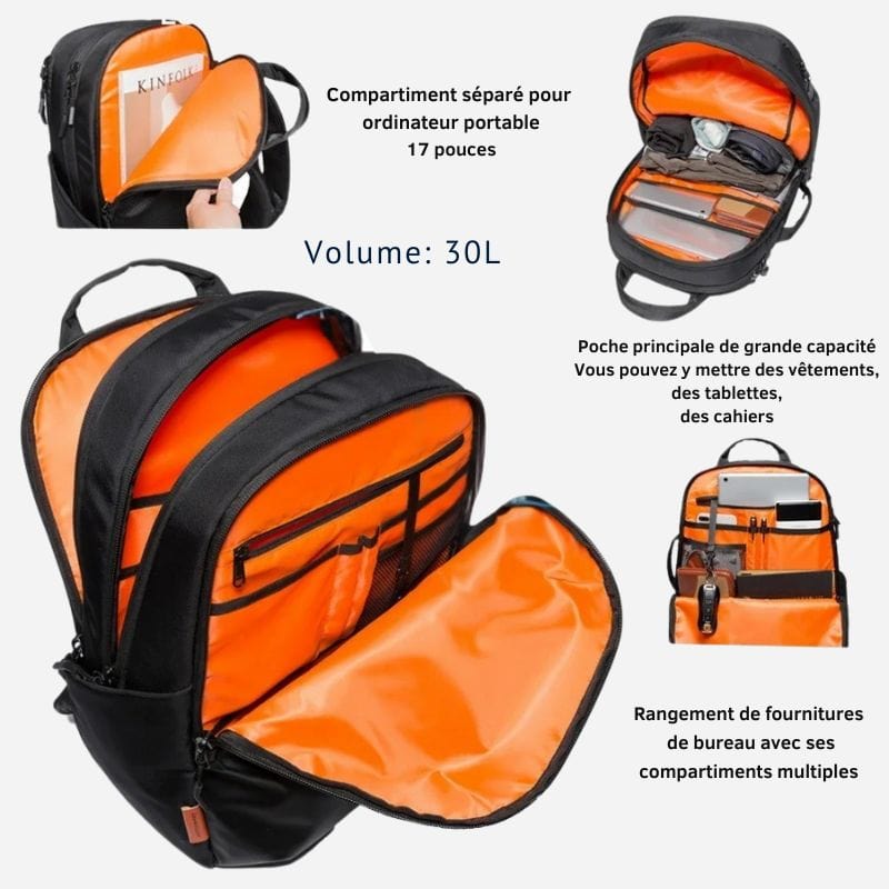 Sac à dos de voyage pour ordinateur 17 pouces Noir 17 pouces / 48x19*32cm Dailysac