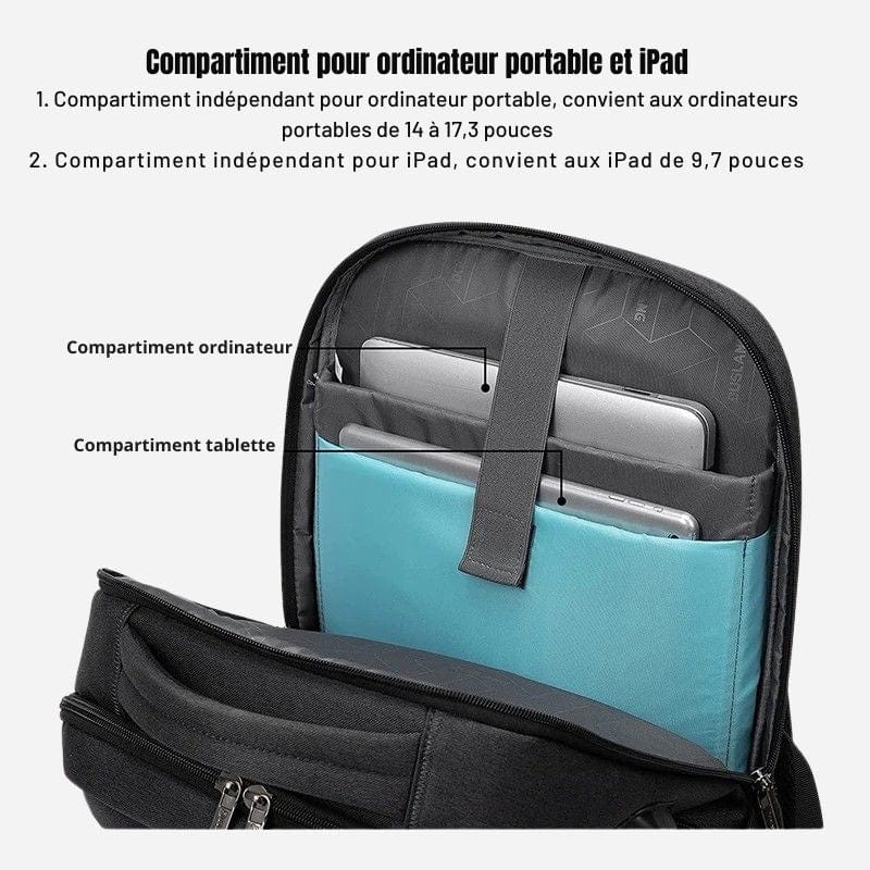 Sac à dos ordinateur homme – Idéal pour le voyage et les déplacements professionnels Gris foncé Dailysac