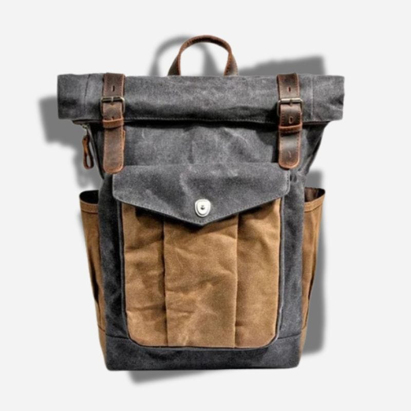 Sac à dos toile et cuir Gris foncé Dailysac