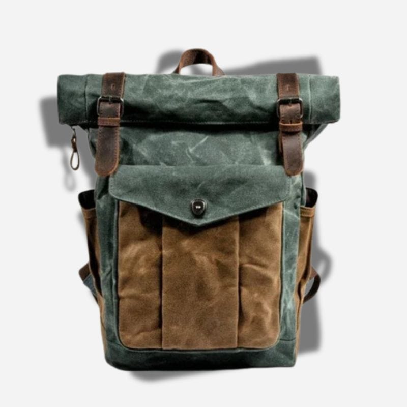 Sac à dos toile et cuir Vert lac Dailysac