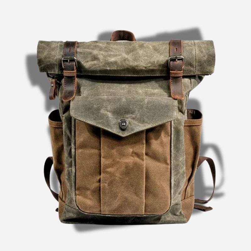 Sac à dos toile et cuir Vert militaire Dailysac